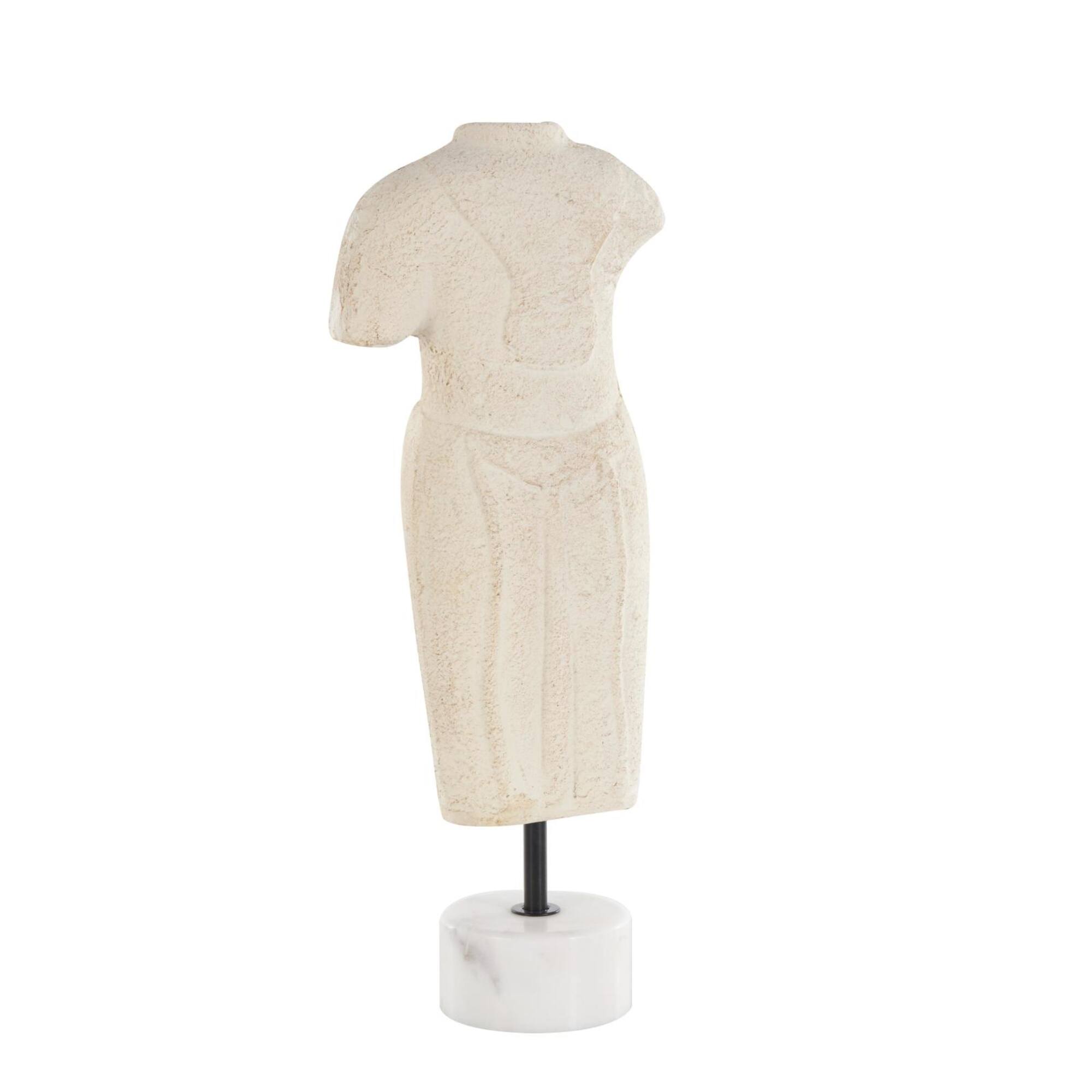 14" Cream Paper Mache Figurine Sculpture with Mable Base